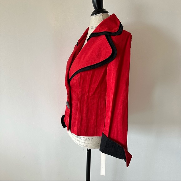 NWT Red Nylon Wired Collar Blazer Small - Picture 6 of 11